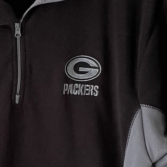 NFL Team Apparel Green Bay Packers Men’s Sz Med 1/4 Zip Black Gray L/S Pullover - Picture 2 of 10